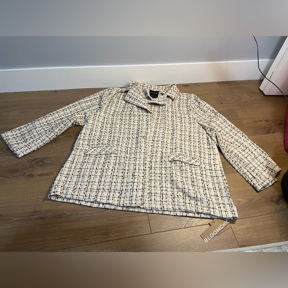 BloomChic NEW NWT Gingham Suit Collar Flap Pocket Blazer Women’s US 22-24 - Picture 2 of 8